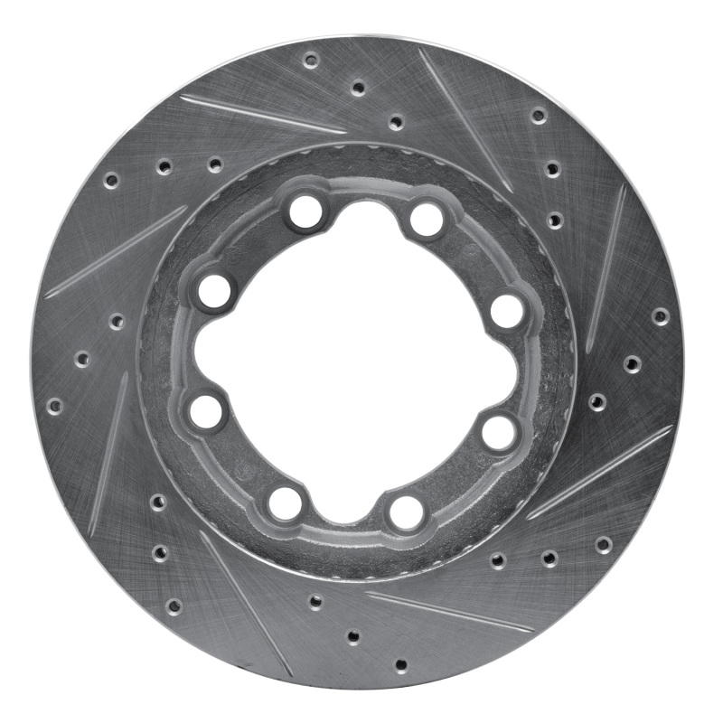 Chevrolet Suburban 1500 Brake Rotor (1) - Front Left - R1 Concepts - Drilled & Slotted - Silver - `88-`00